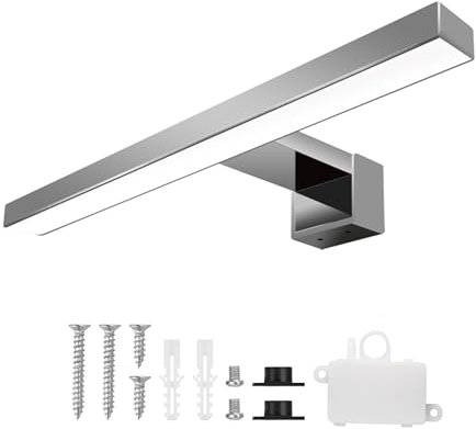 UBUD Aplique Espejo Baño LED 45CM 1100LM 7.5W Luz Espejo Baño Blanca Fría 6000K Instalación en Espejo, Mueble o Pared IP44 Resistente al Agua 220V 12% Más Grande que la Competencia
