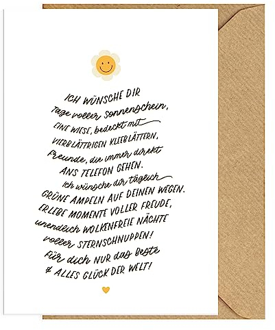 KOKO&LORA® Glückwunschkarte mit Kraftpapier-Briefumschlag - Grußkarte mit Naturkuvert • zum Geburtstag, Abschied für Kollegen, Mama, Papa, Lehrer, Erzieher