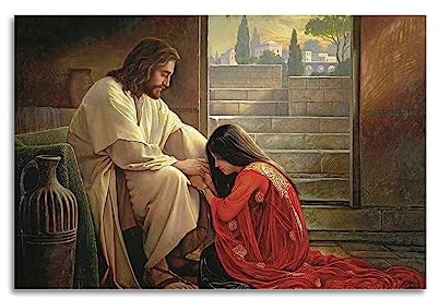 ELedvb Jesus und Maria Magdalena Leinwandkunst, Leinwand-Poster, dekoratives Gemälde, Leinwand-Wandposter und Kunstdruck, modernes Familienschlafzimmer-Dekor-Poster, 20 x 30 cm