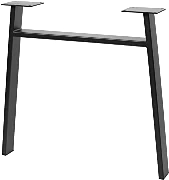 GTV - Rahmenbein INDUSTRIA, Trapez mit Querstrebe, H=710 mm, B=820 mm, Profil 80 x 20, Stahl, schwarz - Tischbeine Moebelfuesse Metall - Rückenlehnenhalter DIY Esstisch, Schreibtisch, Couchtisch, Bank