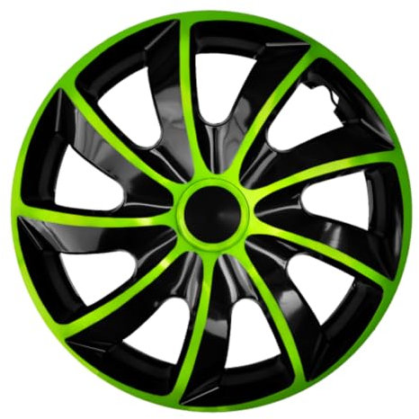 Luckyberg Radkappen 14 Zoll | Radzierblenden 4er-Set für die meisten Automarken und Stahlfelgen, Zierkappen in vielen Farben. Felgenabdeckung für Autofelgen. (14 - GRÜN/SCHWARZ)
