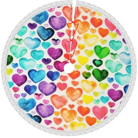 Weihnachtsbaum-Rock mit Regenbogen-Herzen, Dekoration für Zuhause, Weihnachtsbaum-Zubehör