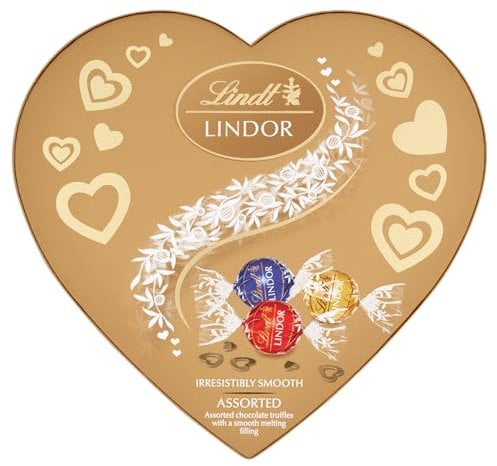 Lindt Lindor Assorted Heart Box Chocolate Truffles – 200g Box (Approx. 16 Balls) – Smooth Filling – Halloween Treat, Christmas, Gift, Birthday, Congratulations