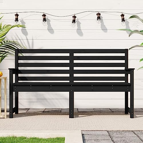 YUHI-HQYD Gartenbank,Gartenbank,Freizeitbänke,Park Bänke,Balkon Gartenmöbel,Bänke für draußen,Terrassen-Bänke,Terrassenmöbel,für Terrassen,Balkone, Schwarz 159,5x48x91,5 cm Massivholz Kiefer