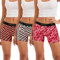 INNERSY Boxer Femme Taille Basse Boyshort Coton Shorty de Sport sous Jupe Culottes Lot de 3 (42-44, 2 Carreaux/1 Géométrie)