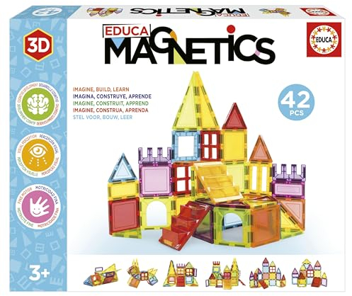 Educa - Magnetic | Magnetische Bausteine Kinder | 42-teiliges 3D-Baukasten-Set | STEM-Spielzeug | Einfach zu Verwenden & Sicher Kinder ab 3 Jahren (20023)