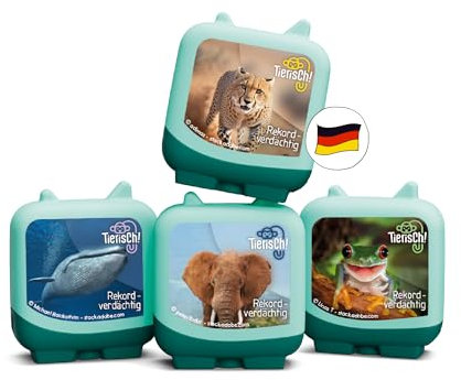 tonies Clever 4er Set Tierisch! Rekordverdächtig für Deine Toniebox, Wissens-Hörspiel für Kinder ab 5 Jahren, Spielzeit ca. 130 Minuten