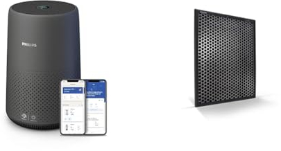 Philips 800i Serie Kompakt-Luftreiniger, 49m2, HEPA- und Aktivkohlefilter & eräte NanoProtect Filter Aktivkohle, Für Luftreiniger AC2882, AC2885, AC2887, A2889, AC2892, Series 3000 und 3000i, Schwarz