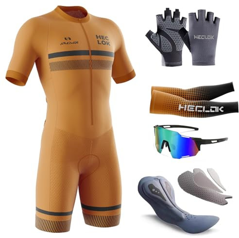 Herren Pro Fahrrad Skinsuit |Triathlon Anzug Herren | Trisuit Kurzarm | Trisuit Einteiler für Wettkampf Training | Laufen, Schwimmen, Radfahren | Herren Pro Ironman-Rennen | (TYP-9,XL)