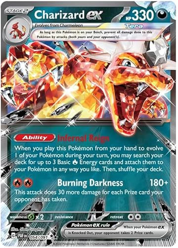 Charizard ex 054/091 Double Rare Pokemon Card (SV 4.5 Paldean Fates) + 1x TitanCards® Toploader