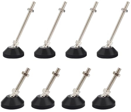 SHENGYIG 8 Pièce Pied de Table Reglables, Mise à Niveau Portante, Pieds Meuble Cuisine, Acier au Carbone, Artisanat Galvanisé, Pied de Meuble avec Base Antidérapante