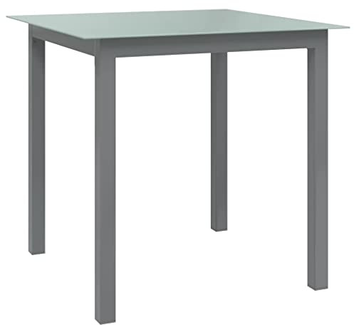 CKioict Bistrotisch Balkontisch Gartenmöbel Gartentisch Hellgrau 80x80x74 cm Aluminium und GlasGeeignet für Pools, Gärten, Rasenflächen