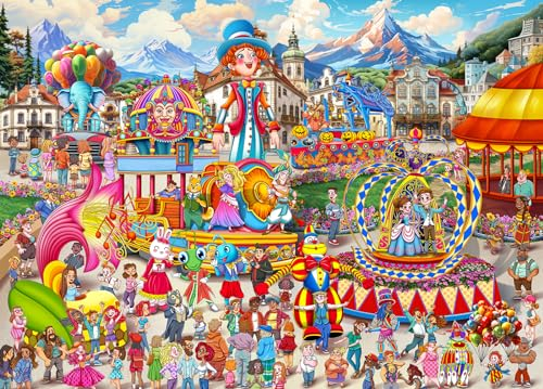 HUADADA Puzzle 1000 Teile für Erwachsene, Impossible Puzzle-Geschenk, Geschicklichkeitsspiele, Clevere Rätsel, Farbenfrohes Karneval-Motiv