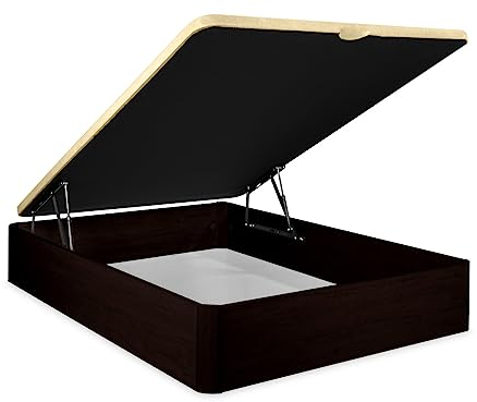 Somnia Descanso - Canapé Abatible súper Reforzado Gran Capacidad con Tapa Transpirable, Esquinas Redondeadas, 150 x 200, Wengué