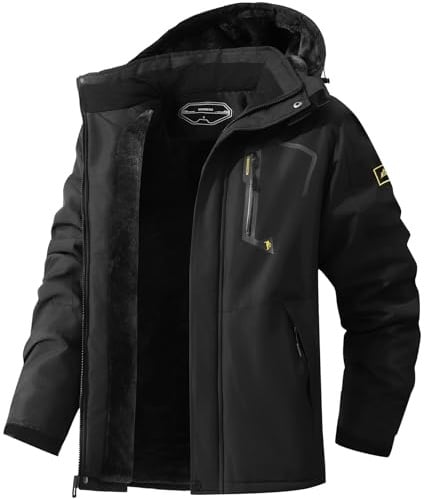 MAOYSSEN Men's Ski Jacket Warm Winter Snow Coat Waterproof Mountain Windbreaker Snowboarding Jacket Hooded for Hiking Travel