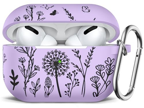 Minyee Custodia con incisione floreale compatibile con AirPods Pro 2, graziosa custodia protettiva in silicone morbido compatibile con Apple AirPods Pro Case 2a/1a generazione USB C 2023/2022 LED