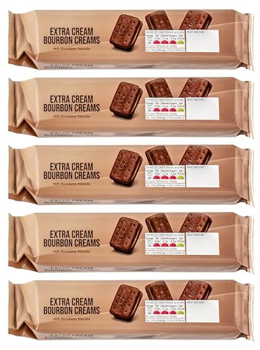 Extra Cream Bourbon Creams, Chocolate Flavoured Biscuits - Set of 5 x 165g Packs (825g)