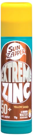 Sun Zapper Zinc Stick - Yellow Colour Sunblock Stick SPF 50+ Zinc Oxide Face Mineral Sun Cream Made in Australia