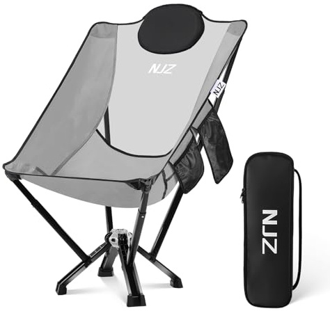 NJZ Campingstuhl Hochlehner 600LBS Campingstuhl Faltbar Stark Robust Leichtgewicht Klappstuhl Camping Leicht Im Freien Schnelle Einrichtung with Tragetasche Faltstuhl Camping für Garten Silber