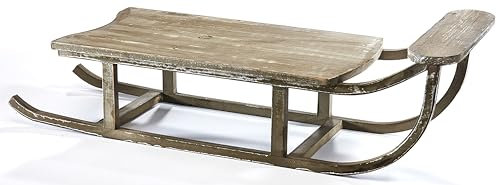 Kobolo Dekoobjekt Schlitten Winterdekoration Snow - aus Holz in grau - Weihnachten