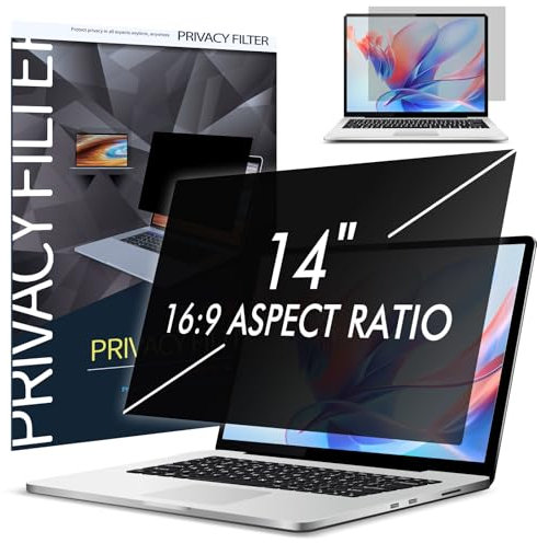14 Inch Privacy Filter for Laptop 16:9 Aspect Ratio, SOPPY Anti-Glare Privacy Screen Protector, Anti Blue Light, Removable Privacy Film Privacy Screen for 14 Hp/Dell/Acer/Lenovo/ThinkPad/Asus