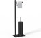 WZRUA Black Freestanding Toilet Roll Holder and Toilet Brush Holder Set, 304 Stainless Steel Toilet Paper Holder Stand, Anti Overflow Free Standing Toilet Brush Holder