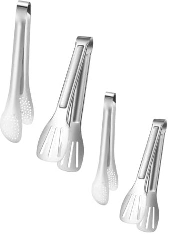 16 Stück Lebensmittelzangen aus Edelstahl für Steaks und Grills (Silber, 23,5 x 4,5 x 4 cm)