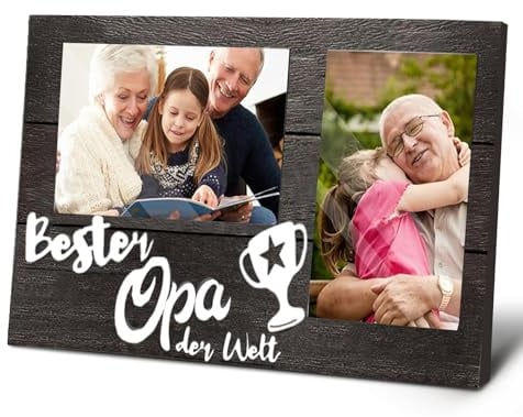 LSGXZS Personalisierte Holz Bilderrahmen für Bester Opa - Geschenke für Geburtstag, Weihnachten, Valentinstag, Vatertag von Enkel, Enkelin und Kindern