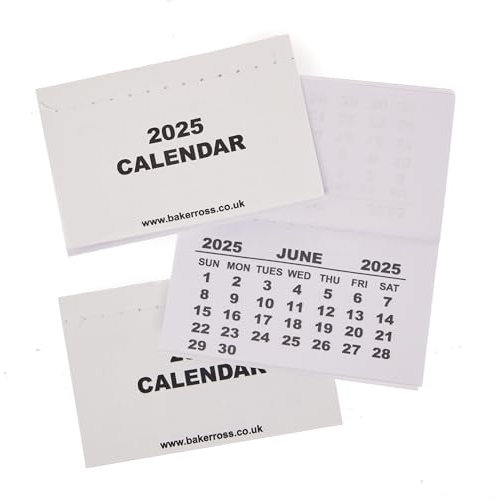 Baker Ross FN312 Kalenderblätter 2025-20er-Pack, Bastelzubehör für Kinder zum Selbermachen von Kalendern