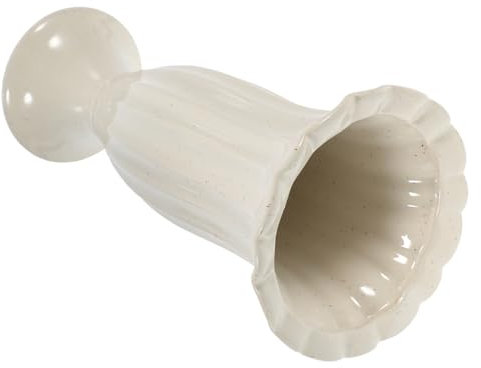 Cabilock Vase Funéraire Commémoratif Grosse Taille en Céramique Blanche à Motif Colonne Romaine, Support Stable pour Fleurs D’extérieur, Ornement Funéraire pour Cimetière Et Tombe