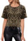 Segreto Damen Glitzer Pailletten Tops Short Sleeved Rundhals Locker Oberteil Glänzende Party Bluse T-Shirts Festliches Outfit, Schwarz Gold Mesh Pailletten/M