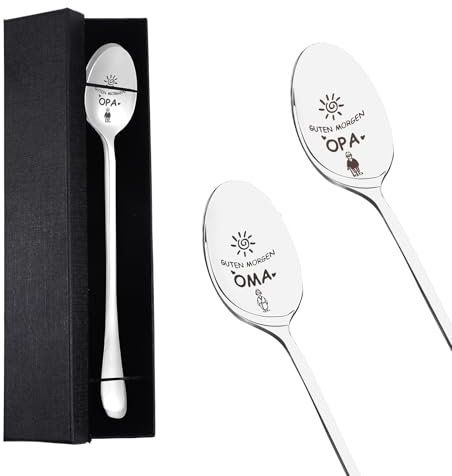 2 Stück Oma und Opa Geschenke, Großeltern Geschenk, Löffel mit Gravur, Geschenke für Oma und Opa, Personalisierter Löffel für Großeltern