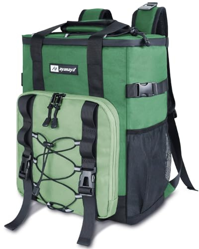 Nevera Mochila 20 L Mochila Grande Plegable, 24 Latas, Gran Mochila Térmica, Mochila Aislada con Compartimento Nevera, Mochila de Compras para Playa/Picnic/Camping/Barbacoa/Excursión