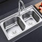 Doppelbecken-Küchenspüle Drop-In-Edelstahlspülen Unterbau-Küchenspülen Form Runde Eckspüle Doppelte moderne Küchenspülen for Haushalt, Bauernhaus, Bar, Wohnmobil(With faucet,32)