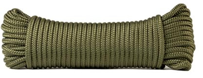 SNURO Corda in poliestere (6mm, 20M, verde cachi) – Corda forte in poliestere intrecciato, resistente agli agenti atmosferici e versatile - Forza di rottura 602kg
