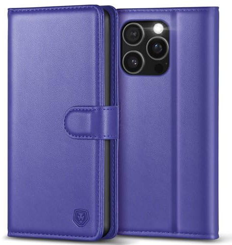 Kuafcase Compatible for iPhone 16 Pro Case with 4 Card Slots Magnetic Closure Kickstand Shockproof Protective Phone Case Compatible for iPhone 16 Pro - Light Blue