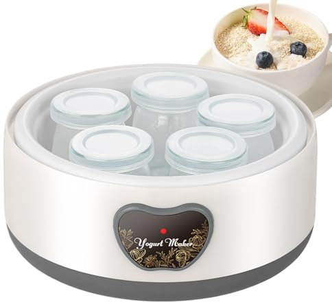 Joghurt Maker Automatik Joghurt Maker Maschine Joghurt Maker 5 Tassen Topf Maschine Joghurt Maker mit Deckel - Selbstgemachter Joghurt Inkubator, Automatische Behälter für Männer und Frauen zu domi
