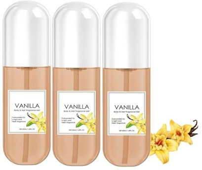 Vanilla Perfume Mit Vanilleextrakt,Vanilla Skin Eau De Parfums für Körper,Körper & Haarduftnebel,Lang Anhaltender Haut-Körpernebel,Tragbares Parfümspray für Dating-Reisen (50ml, 3pc)