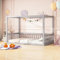 Arhatreya Kinderbett 90x200 cm, Himmelbett Massivholz, Bodenbett Bettgestell für Kinder Jugendliche (Ohne Matratze) Grau
