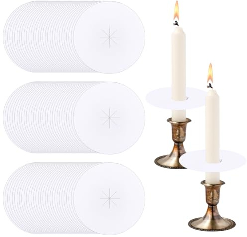 BENECREAT 200Pcs Paper Candle Holder, Drip Protectors | 76mm/3 Inch Diameter Bobeche Candle Holder, For Candlelight Services Memorial Christmas Eve Vigil