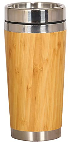 Taza de café con aislamiento de madera de acero inoxidable para viajes, camping, botella con tapa, regalo de madera, taza de té