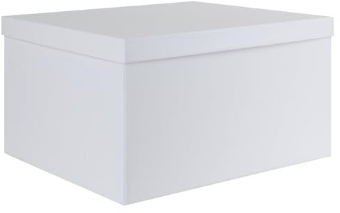 KISPATTI Aufbewahrungsbox, Weiß Aufbewahrungsboxen mit Deckel 38 x 28 x 19 cm Große Aufbewahrungsbox mit Schleife Karton Aufbewahrungsboxen für Zuhause Schlafzimmer Wohnzimmer Büro Schule