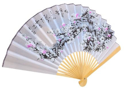 SHINEOFI Éventail Chinois Pliant Décoratif en Papier Kraft Extra Large | Soie et Papier Kraft, Style Chinois Ancien, Usage Événementiel, Design Oriental, pour Décorateurs et Passionnés