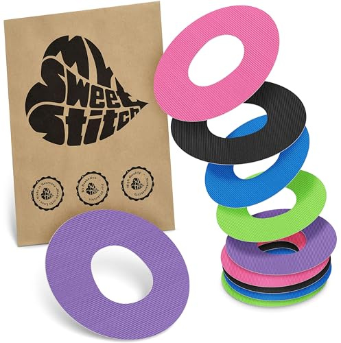 MySweetStitch 10 Ringpatches für Katheter mittel rund Rainbow | Stabilisiert ablösende Ränder, Mitte bleibt frei, wasserfest und flexibel, bis zu 7 Tage Halt