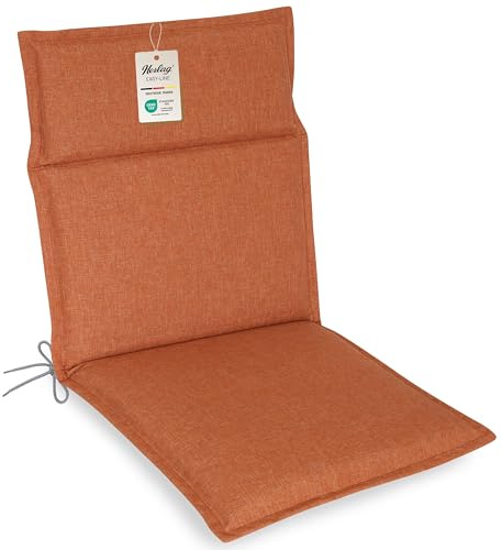 Herlag Gartenstuhlauflage Bea Niederlehner 100x50x4,5cm - Wasserabweisende Gartenmöbelauflage Fleckschutz - Bequeme Camping Sitzauflage - Pflegeleichte Easy-Line - Öko Tex 100 - Orange