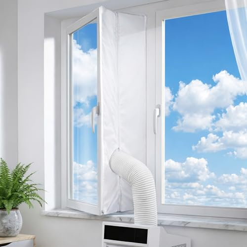 SUNNY NEST AC Window Seal,Portable Universal Window Kit 300cm/118Inch,Universal Window Sealing Fabric for AC and Tumble Dryer Vents, Hot Air Stop Insulated Draft Stopper, Weatherproof Air Exchange