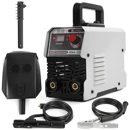 Poste a souder inverter mma 250a portable 220v, machine a souder electrique mini compacte, soudeuse arc inverter igbt hot start arc force anti stick (Gris)