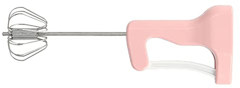 Cloimei Semi Automatic Egg Beater Hand Mixer Hand Whisk Handheld Cream Blender Ergonomic Comfort Grip Multifunction Kitchen Tool for Baking Cooking Stainless Steel ABS Pink 30cm