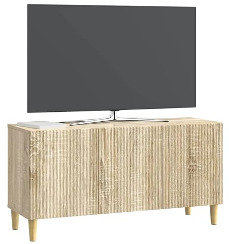 vidaXL TV-Schränk Sonoma-Eiche 99 x 34,5 x 50 cm Holzwerkstoff, Wohnen aufzubewahren, Vintage-Medienkonsole, rechteckiger Schrank mit Beinen, stylischer Organizer, viel Stauraum