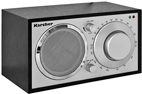 Karcher KA 230-S Radio (mit elegantem Holzgehäuse, MW / UKW Radio mit Antenne und Kopfhöreranschluss)